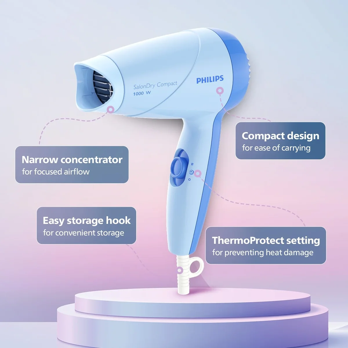 Philips HP8100/60 Blue Hair Dryer – Compact & Powerful 1000W Hair Care Solution image 11