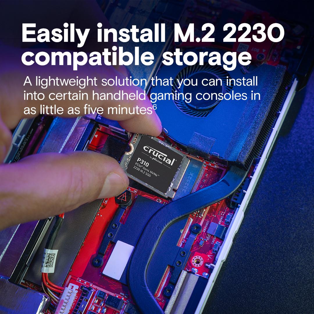 Crucial P310 1TB PCIe Gen4 NVMe 2230 M.2 SSD, Read and Write speeds up to 7100 & 6000 MBps, 5 Year Warranty thumbnail 4