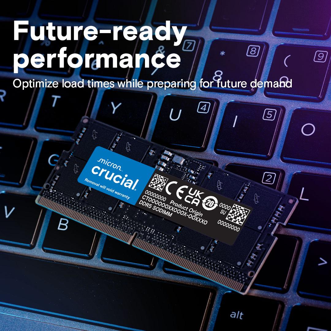 Crucial 16GB Kit (8GBx2) DDR5 4800 MHz SODIMM Laptop RAM / Memory, CT2K8G48C40S5, 10 Year Warranty thumbnail 4
