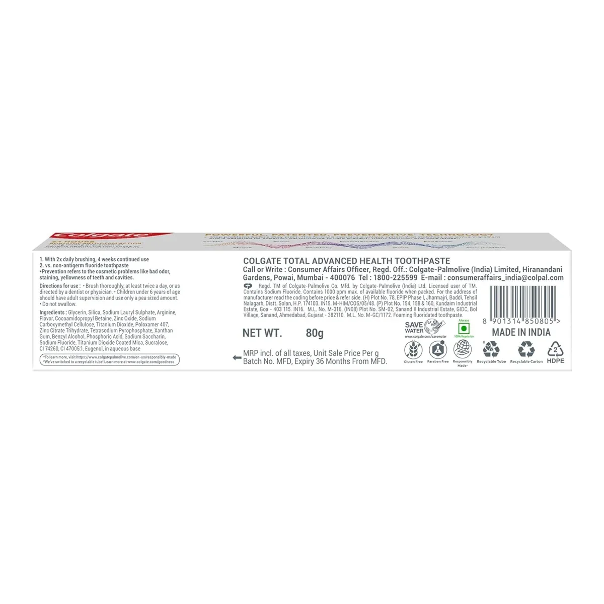 Colgate Total 80gm Advanced Health Antibacterial Toothpaste, image 11