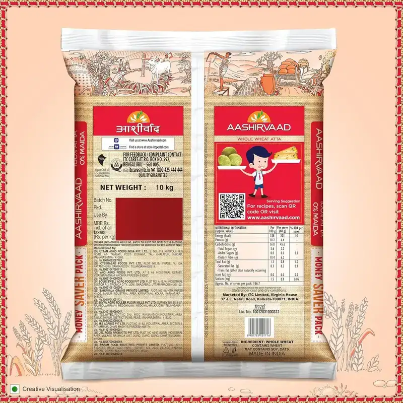 Aashirvaad Shudh Chakki Atta, 10kg, 100% Whole Wheat Flour, 0% Maida image 5