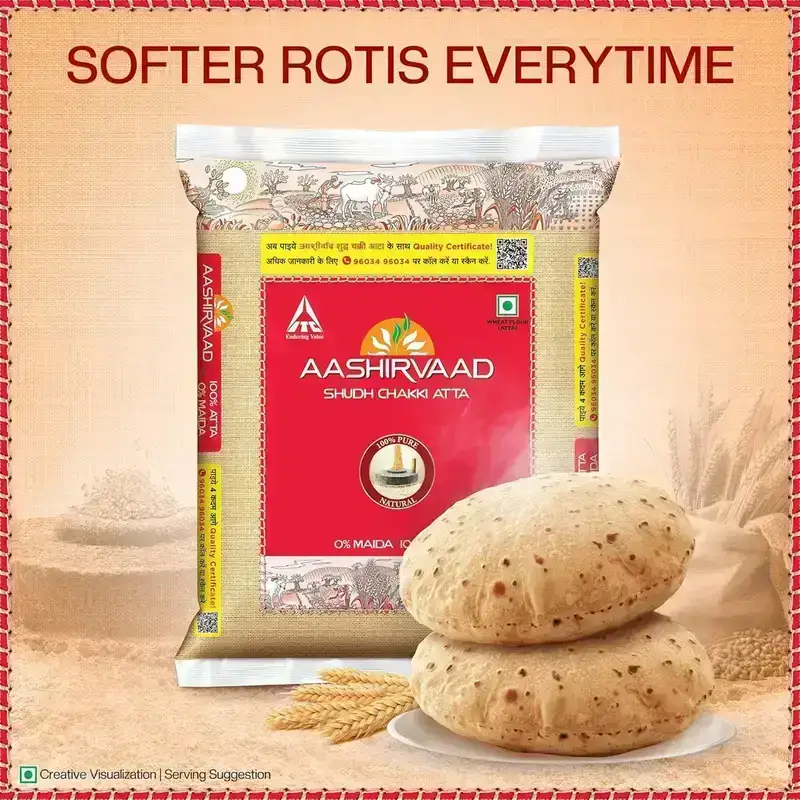 Aashirvaad Shudh Chakki Atta, 10kg, 100% Whole Wheat Flour, 0% Maida image 10