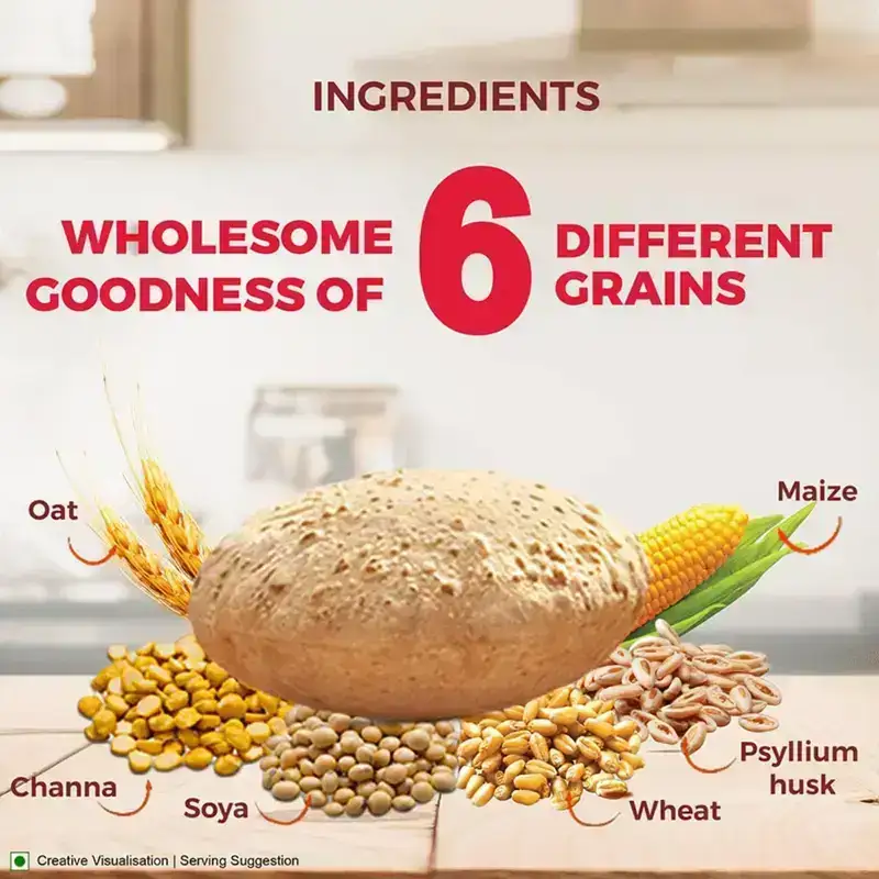Aashirvaad Atta with Multigrains, 5kg pack, The High Fibre Atta, 0% maida image 4