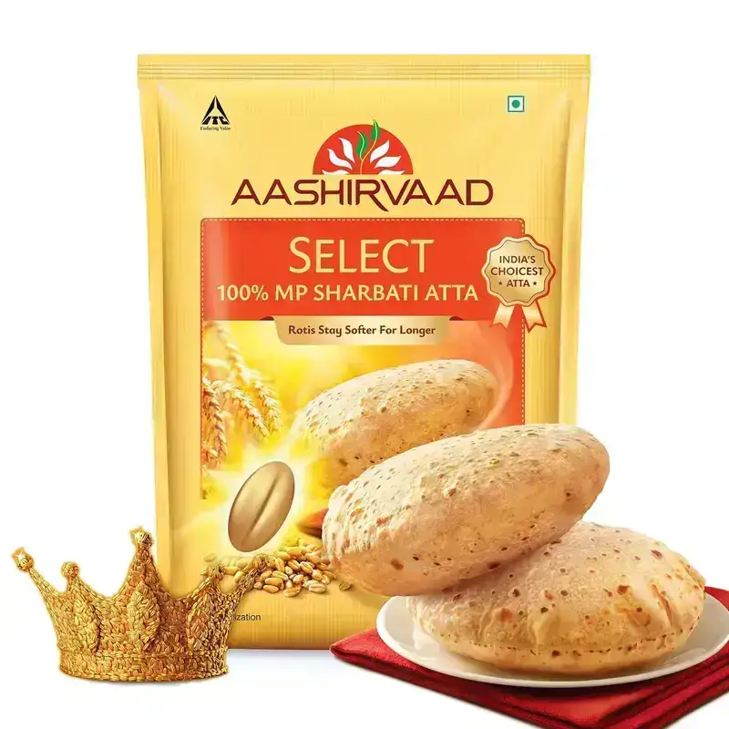 Aashirvaad Select MP Sharbati Atta 10kg: 100% Whole Wheat Flour for soft rotis. Premium quality, 0% Maida.
