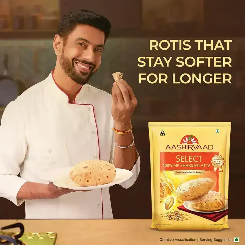 Aashirvaad Select, MP Sharbati Atta – 100%, Premium Whole Wheat Flour for Softer Rotis, 5kg, 0% Maida image 9