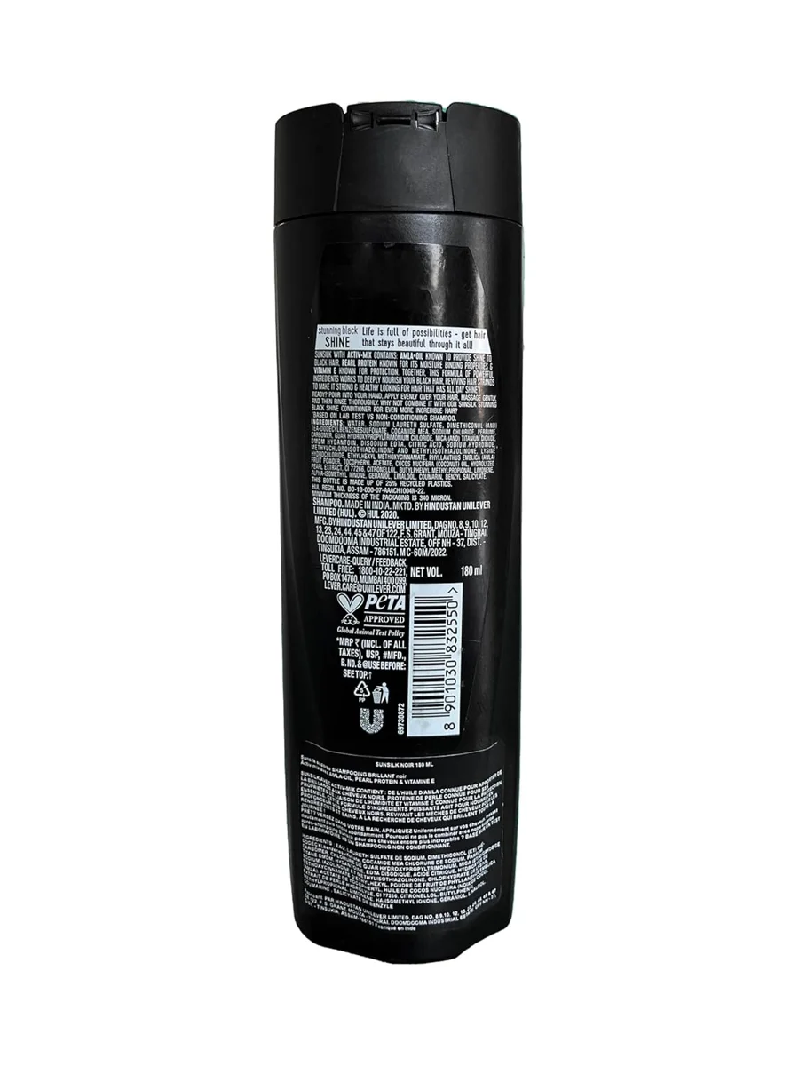 Sunsilk, Stunning Black Shine Shampoo, 180 ml image 2