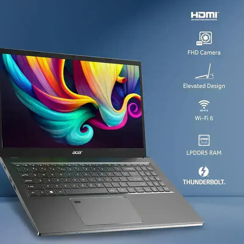 Acer Aspire 5 A515-58P, Intel Core i3-1315U 13th Gen Processor, 8GB LPDDR5 RAM, 512GB NVMe SSD, Windows 11 Home, Display Display 15.6"/39.62 cm Full HD 1920 x 1080, 1 Year Warranty image 3