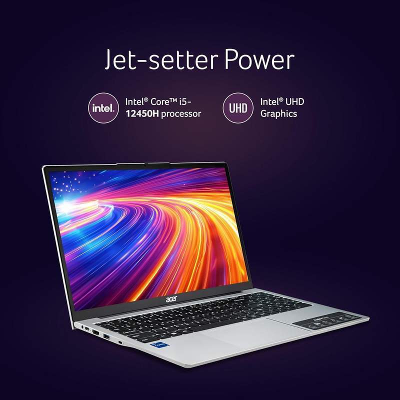 acer Aspire Lite AL15-52H, Intel Core i5-12450H 12th gen Processor, 16 GB LPDDR5, 512GB PCIe NVMe, 15.6"/39.62 cm, Windows 11 Home, MSO, Pure Silver, 1.70 kg, Backlit Keyboard, 1 Year Warranty image 8