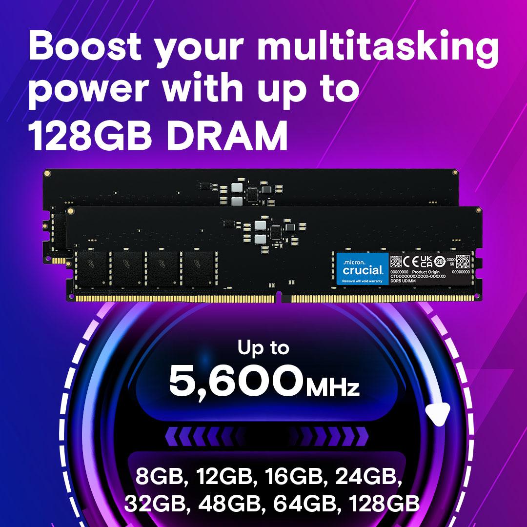 Crucial 64GB Kit (2x32GB) DDR5 RAM 4800MHz Desktop RAM /  Memory, CT2K32G48C40U5, 10 Year Warranty thumbnail 3