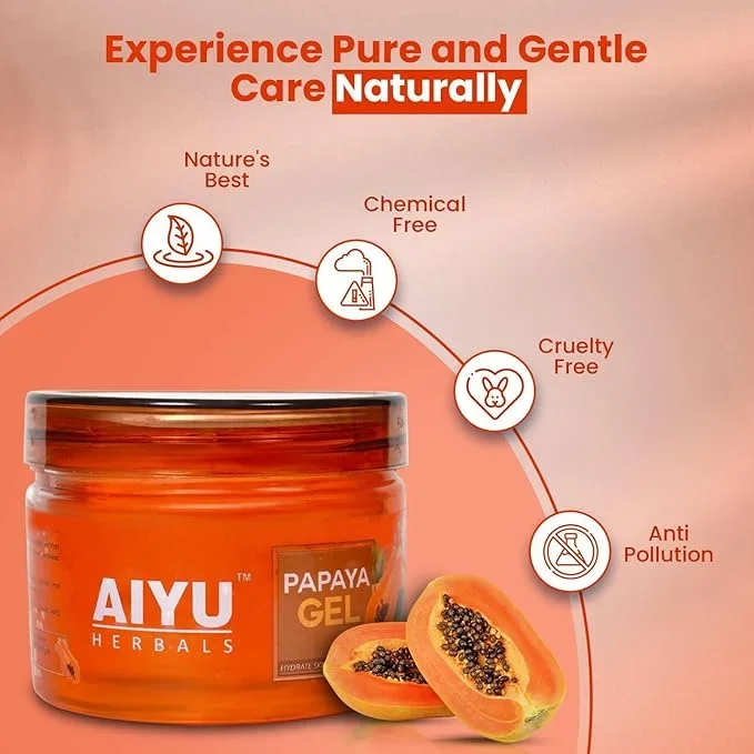 AIYU, Papaya Face Gel | Hydrating & Soothing Gel Moisturizer for Face | Deep Hydration & Oil-Free Formula |Skin Brightening & Repair, 250gm image 3