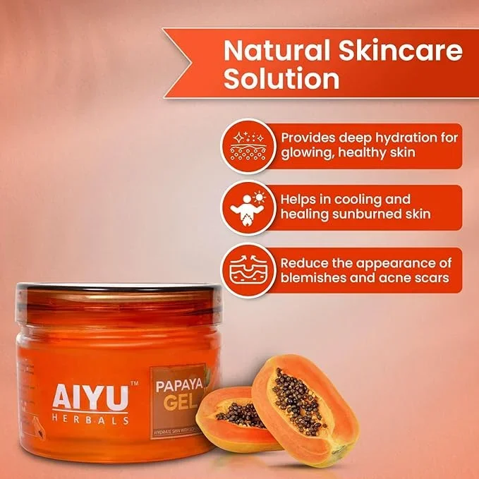 AIYU, Papaya Face Gel | Hydrating & Soothing Gel Moisturizer for Face | Deep Hydration & Oil-Free Formula |Skin Brightening & Repair, 250gm image 4