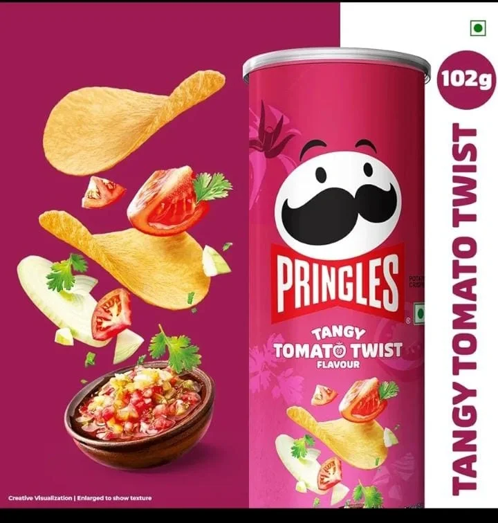  Pringles Tangy Tomato Twist 102 Gram | Potato Chips | Tangy Tomato With A Twist Of Sweet & Spicy Salsa Flavour image 5