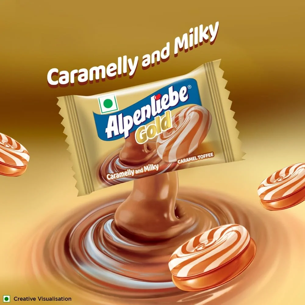 Alpenliebe Gold, Caramel And Milky Candy, Caramel Toffee Pouch, 330g image 2
