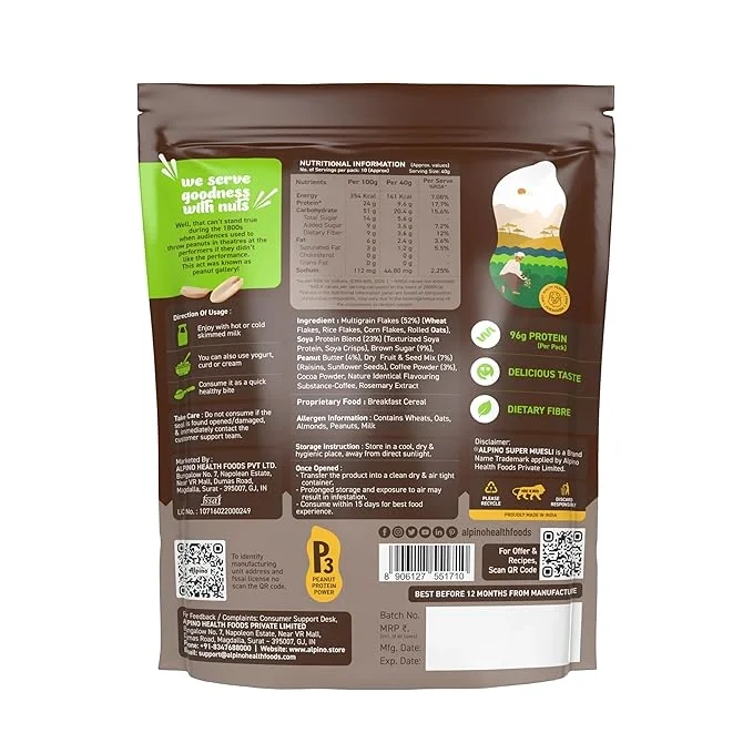  ALPINO High Protein Super Muesli Cold Coffee 400g – Multigrain Flakes & Rolled Oats image 3