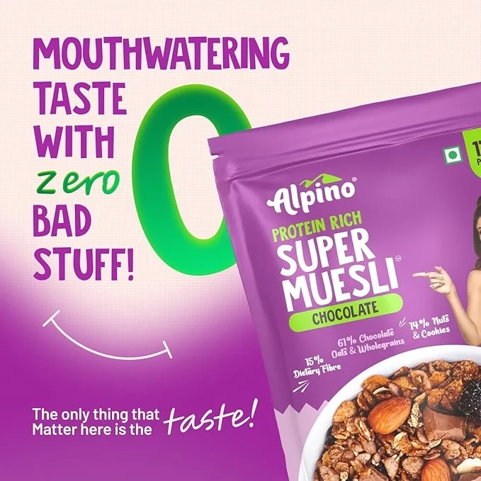  ALPINO Protein-Rich Super Muesli Chocolate 400g – 61% Whole Grains image 6