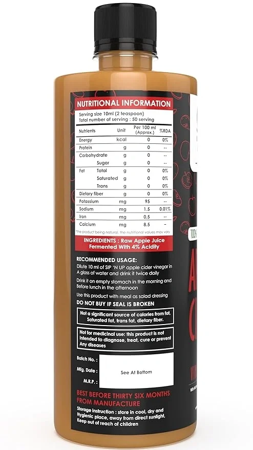 Sip ‘n Up by ALPINO Organic Apple Cider Vinegar – 500 ML | 100% Raw & Unfiltered image 4