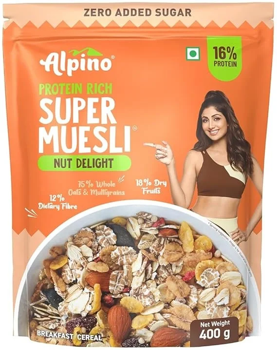  Alpino Health Foods Alpino Super Muesli Nut Delight 400 G | 20% Dried Fruits & Nuts