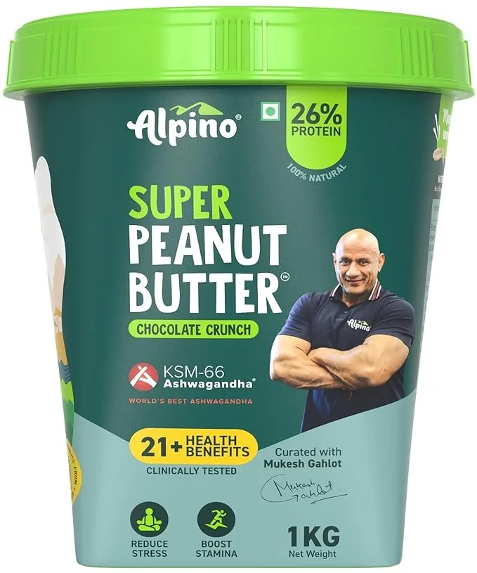 Alpino Super Peanut Butter with KSM-66 Ashwagandha Chocolate Crunch 1kg