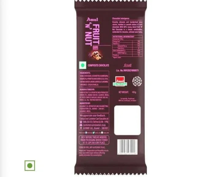  Amul Fruit 'N' Nut Chocolate, 40 g image 2