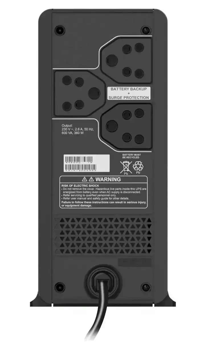 APC BX600C-IN 600VA line interactiv UPS | Protection for Home Office, Desktop PC & Home Electronics | 2 Year Warranty image 4