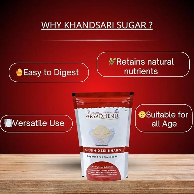ARYADHENU Shudh Desi Khand Sugar – 100% Natural, Pure & Healthy Cane Sugar Sweetener, 900gm image 6
