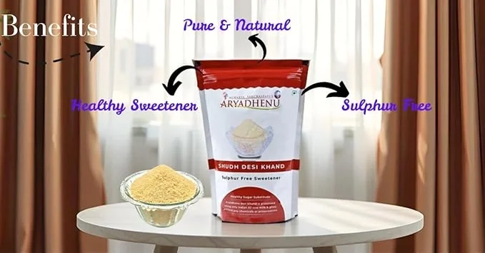 ARYADHENU Shudh Desi Khand Sugar – 100% Natural, Pure & Healthy Cane Sugar Sweetener, 900gm image 7
