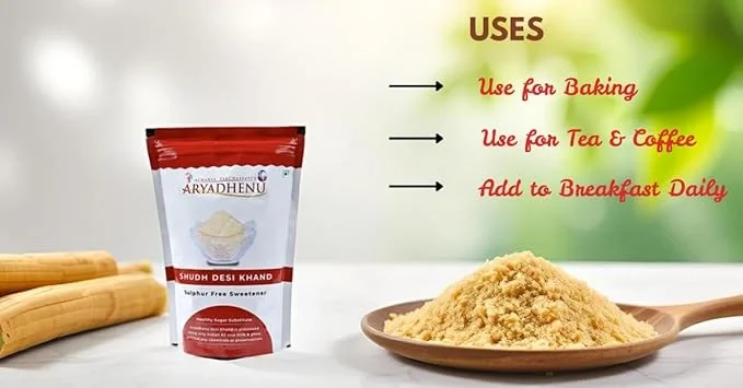 ARYADHENU Shudh Desi Khand Sugar – 100% Natural, Pure & Healthy Cane Sugar Sweetener, 900gm image 8