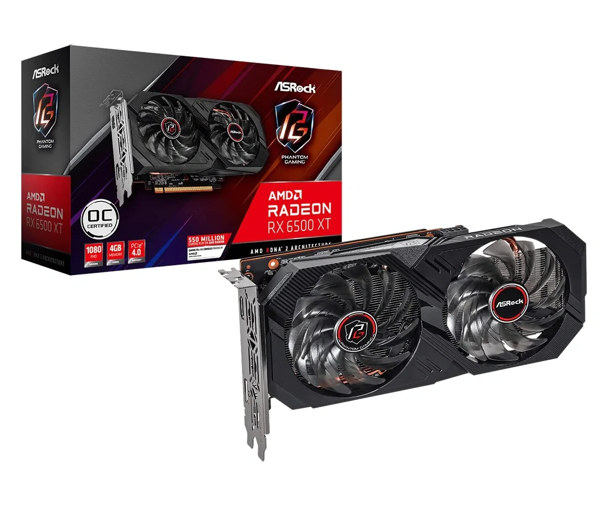 ASRock AMD Radeon RX 6500XT Phantom Gaming PCI_E_4, D OC 4GB GDDR6