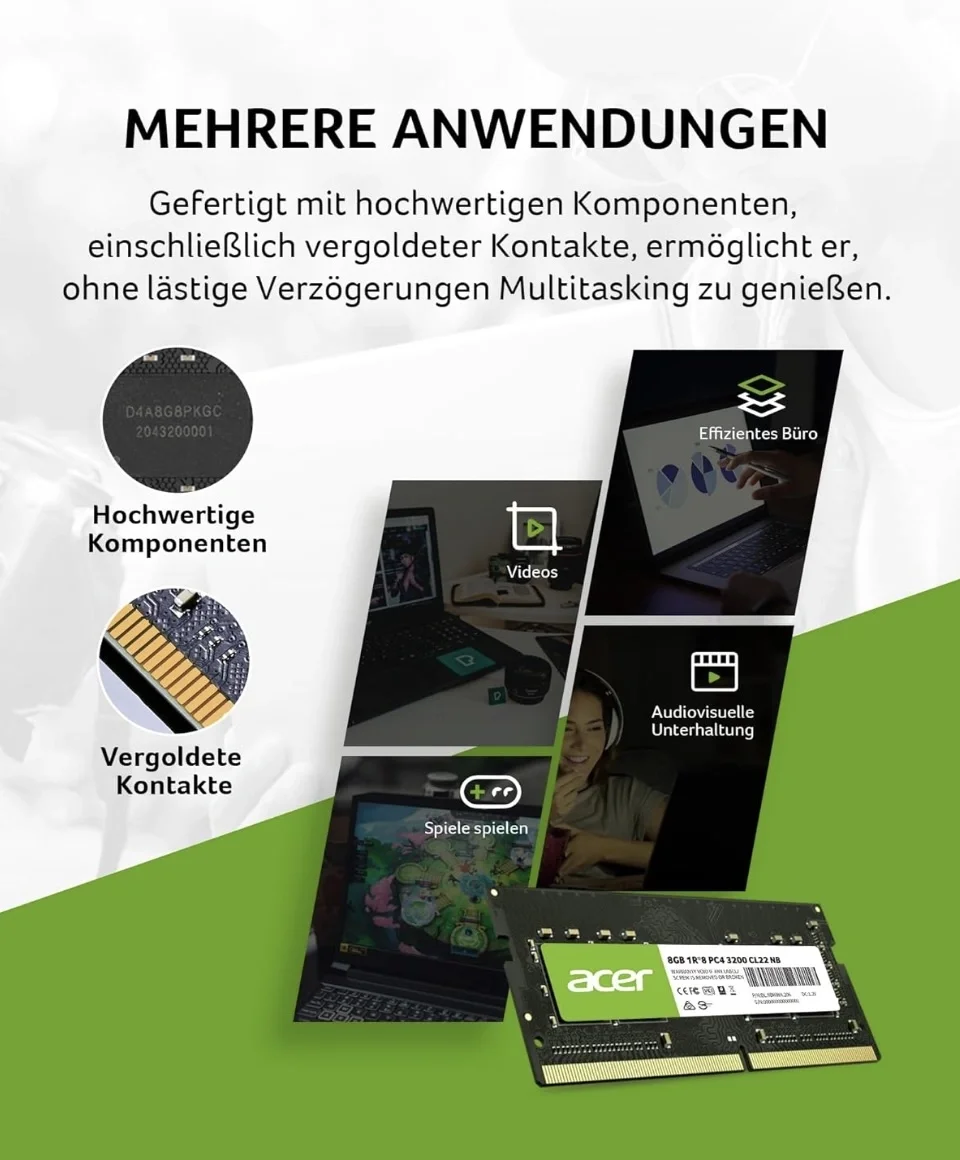 Acer SD100 8GB 3200 MHz DDR4 Laptop Memory - BL.9BWWA.206 image 3
