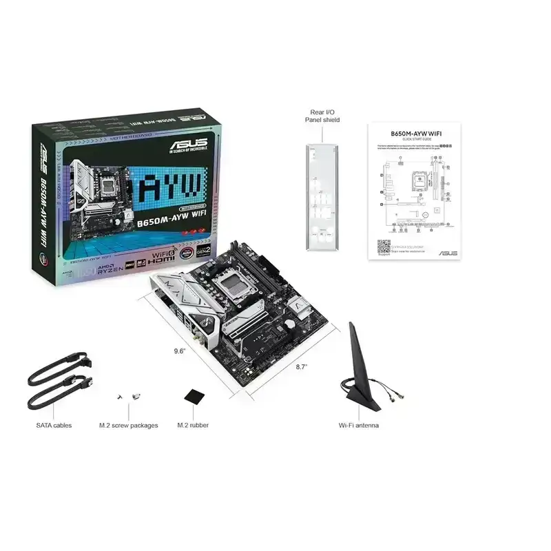 AMD B650 Micro-ATX motherboard with DDR5, Ready for AMD Ryzen™ 7000, 8000 & 9000 Series, PCIe 5.0 M.2 support, HDMI™, Realtek 2.5Gb Ethernet, Wi-Fi 6, rear USB 10Gbps ports, front USB 5Gbps Type-C®, SATA 6 Gbps, Two-Way AI Noise Cancelation, Aura Sync, 3 Year Warranty image 7