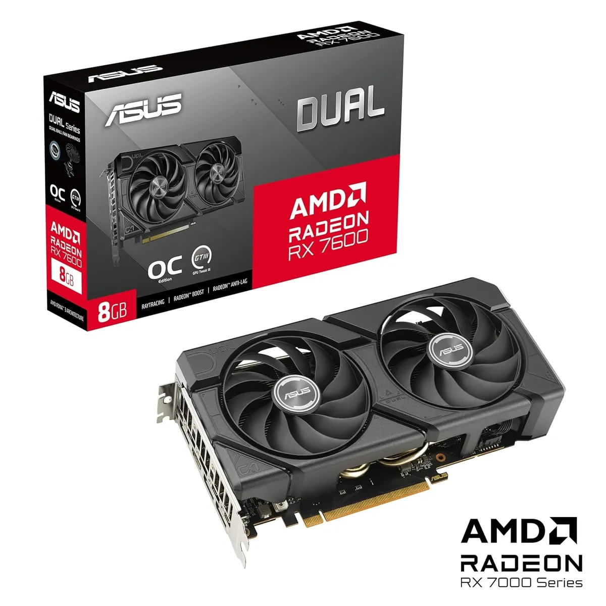 ASUS Dual Radeon RX 7600 EVO OC Edition 8GB GDDR6 Gaming Graphics Card (AMD Radeon RX7600, PCIe 4.0, 1x HDMI 2.1, 3X DisplayPort 1.4a, DUAL-RX7600-O8G-EVO) image 8