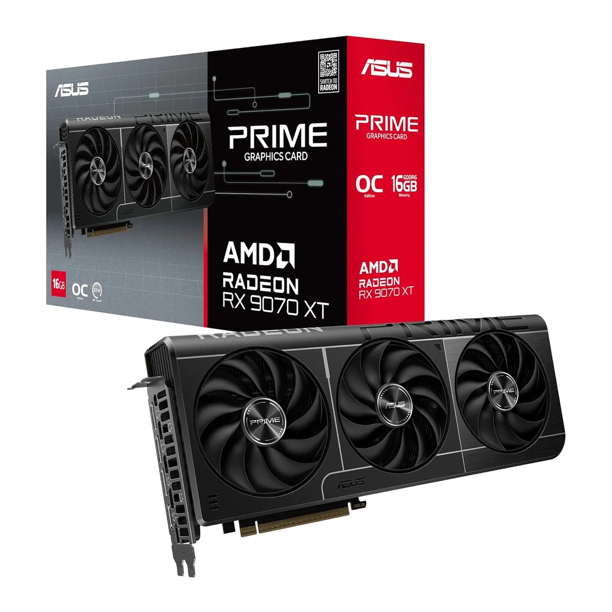 ASUS Prime Radeon™ RX 9070 XT OC Edition 16GB GDDR6 (PCI Express 5.0, 20 Gbps​, 16GB GDDR6) Graphic Card