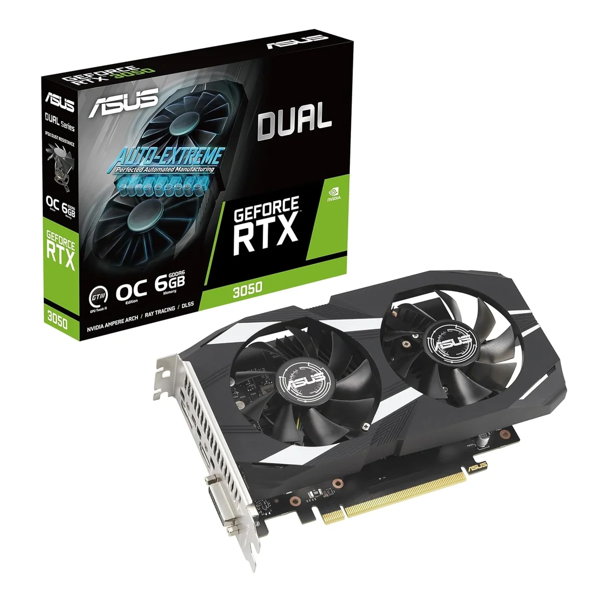 ASUS Dual NVIDIA Geforce RTX 3050 6GB OC Edition Gaming Graphics Card-pci_e_x16 4.0, 6GB GDDR6 Memory, HDMI 2.1, Displayport 1.4A, 2-Slot Design, Axial-Tech Fan Design, 0Db Technology, Steel Bracket image 13