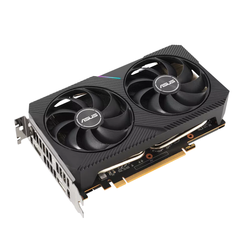 ASUS Dual Radeon RX 6500 XT OC Edition graphics card with Axial-tech fans