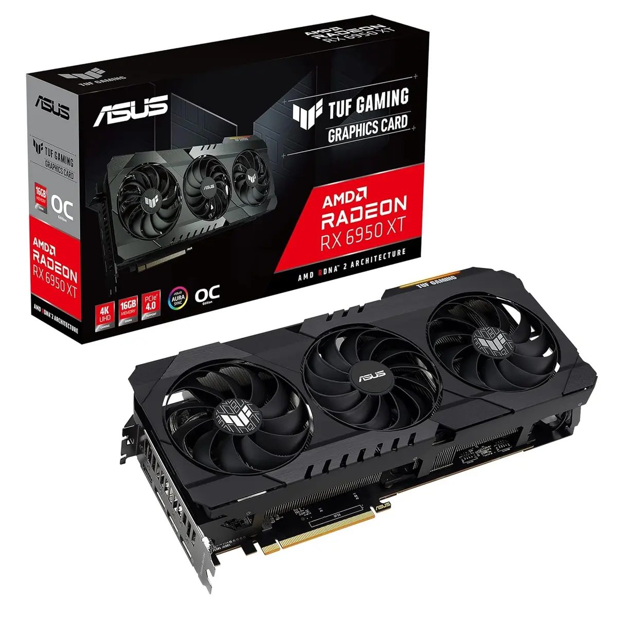 ASUS TUF Gaming AMD Radeon RX 6950 XT OC Edition Graphics Card (PCIe 4.0, 16GB GDDR6, HDMI 2.1, DisplayPort 1.4a, Dual Ball Fan Bearings, All-Aluminum Shroud, Reinforced Frame, GPU Tweak II)
