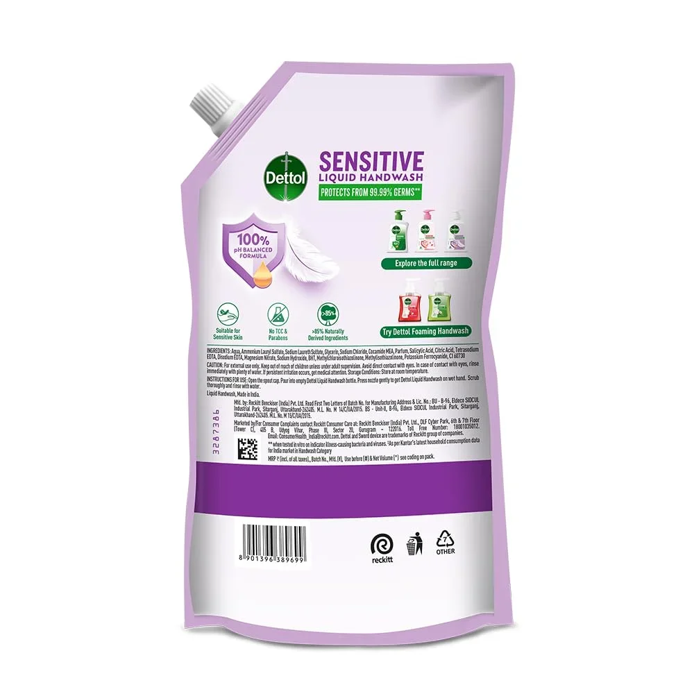 Dettol Liquid Hand wash Refill, Sensitive, 675ml  image 2