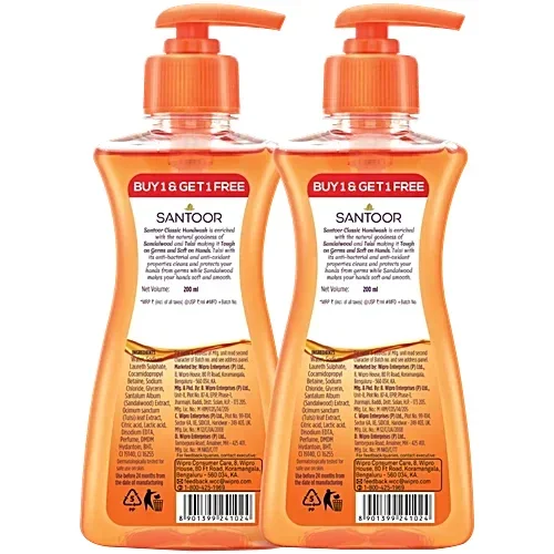 Santoor Classic Gentle Hand Wash,200 ml (Pack of 2) image 2