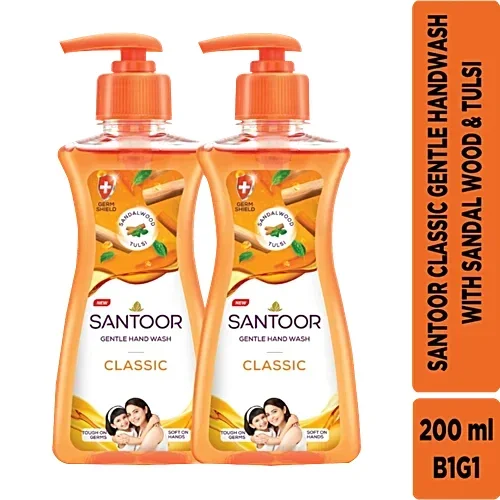 Santoor Classic Gentle Hand Wash,200 ml (Pack of 2) image 7