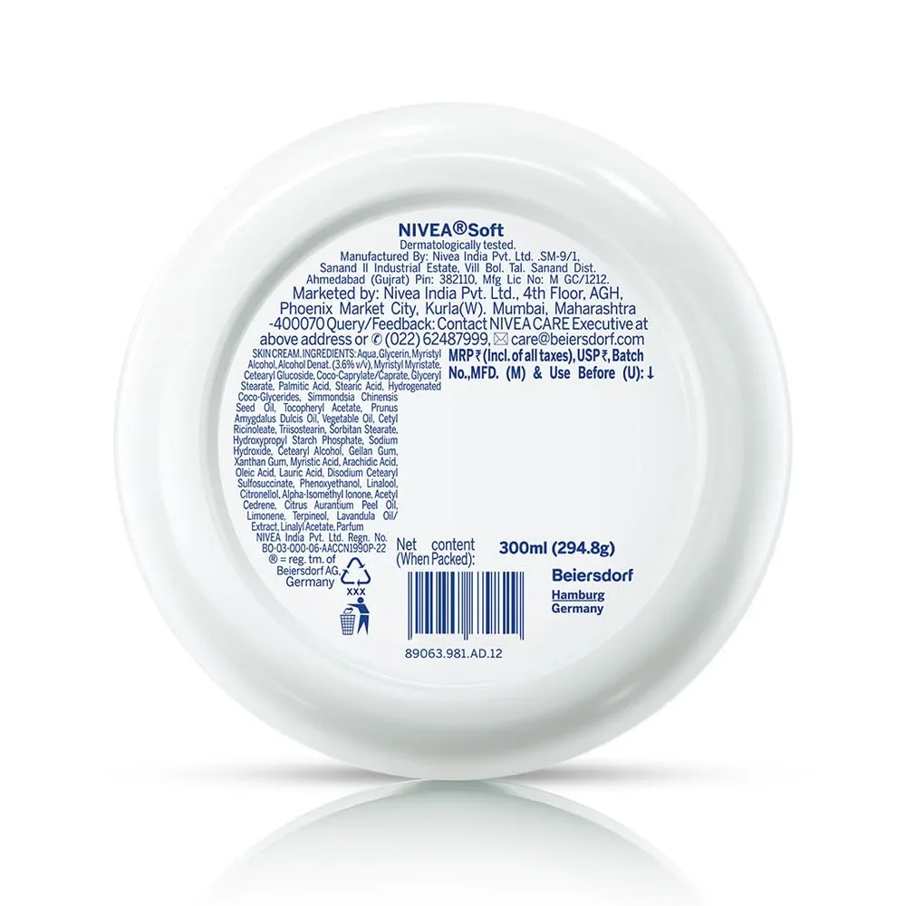 NIVEA Soft Light Moisturizer Cream,Face, Body, Hands, 300 ml image 2