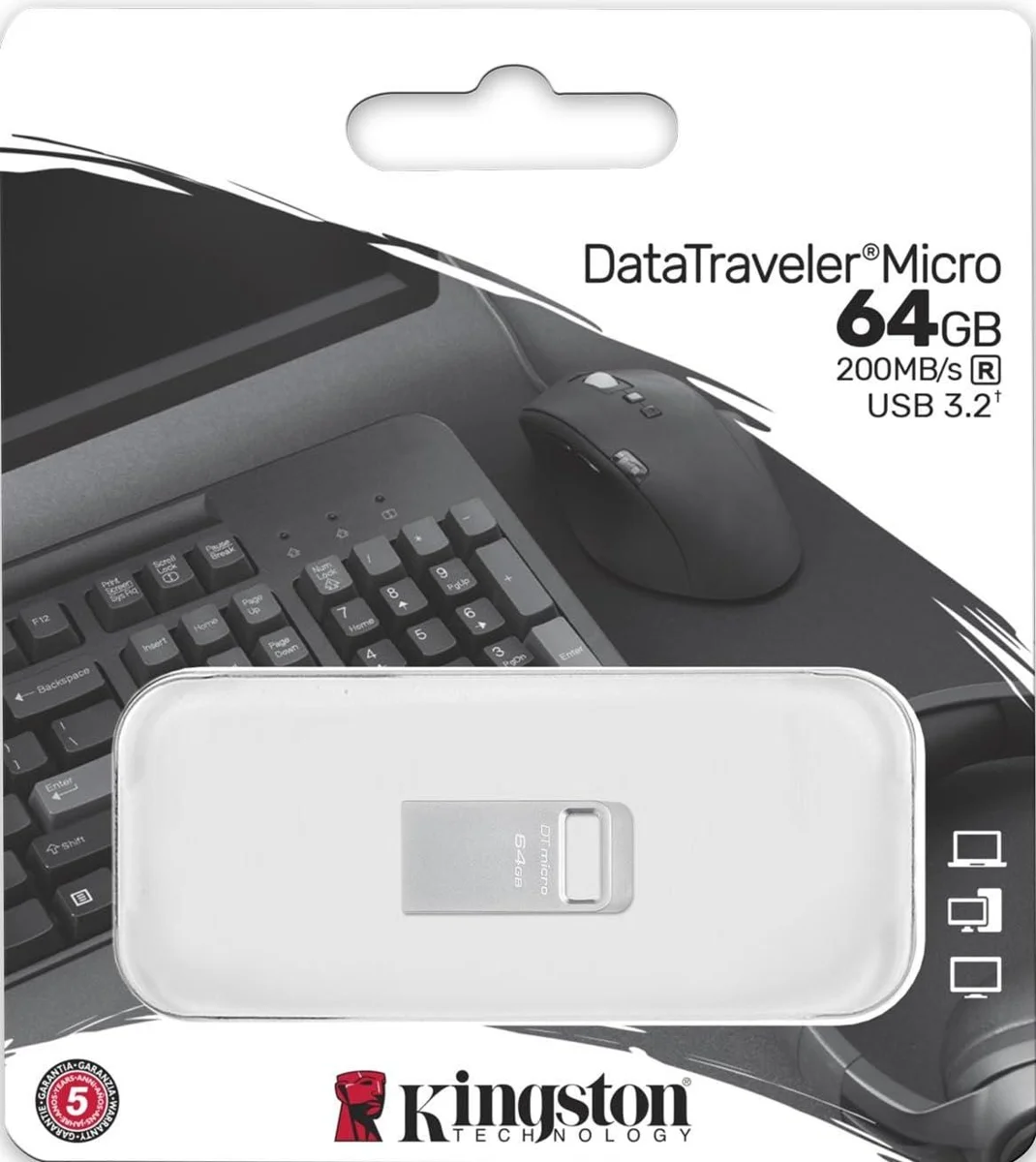 Kingston DataTraveler Micro 128GB USB Flash Drive Metal Design USB 3.2 Gen 1, Read Speed up to 200MB/s, DTMC3G2/128GB, 5 Year Warranty image 3