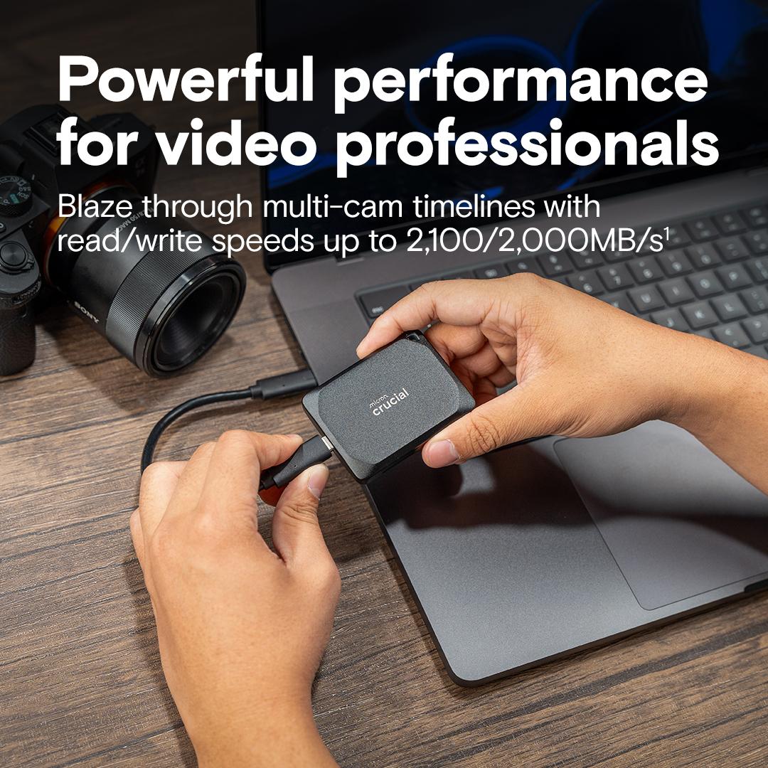 Crucial X10 Pro 4TB Portable SSD, Read and Write speeds up to 2100/2000MB/s IP55 Water and Dust resistance, 7.5 feet/2 meters Drop Protection, 5 Year Warranty thumbnail 2