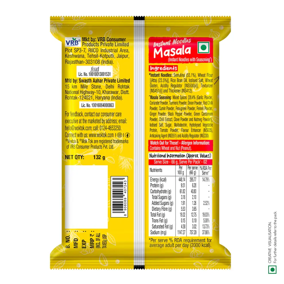 Wok Tok by Veeba Masala Instant Noodles, 132gm image 3