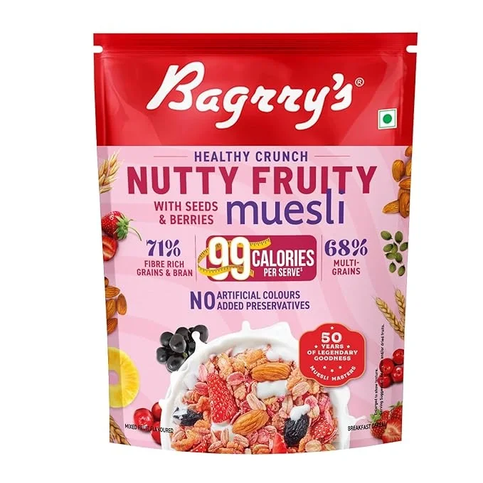  Bagrry's Crunchy Nutty Fruity Muesli with Seed & Berries 425g | 78% Fruit, Nuts, Seeds & Multigrains (Buy 1 Get 1)
