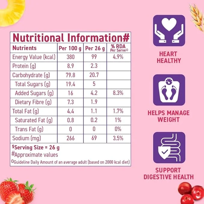  Bagrry's Crunchy Nutty Fruity Muesli with Seed & Berries 425g | 78% Fruit, Nuts, Seeds & Multigrains (Buy 1 Get 1) image 2