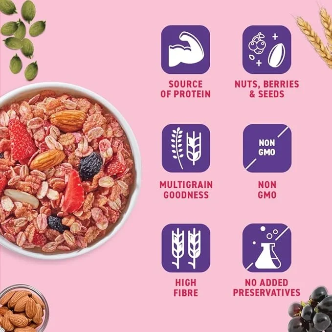  Bagrry's Crunchy Nutty Fruity Muesli with Seed & Berries 425g | 78% Fruit, Nuts, Seeds & Multigrains (Buy 1 Get 1) image 5