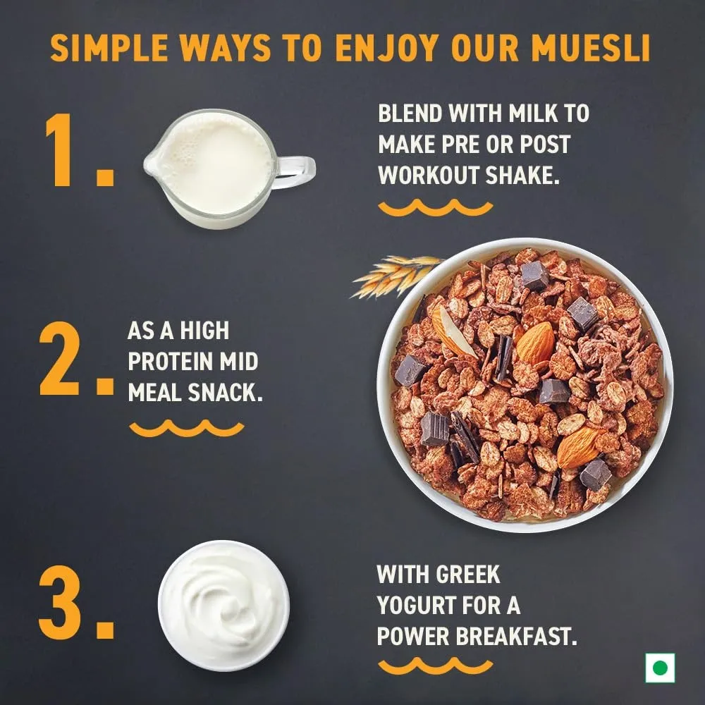  Bagrry's Whey Protein Muesli 500gm Box | 20gm Protein | Chocolate Flavour| Whole Oats & Californian Almonds| image 8