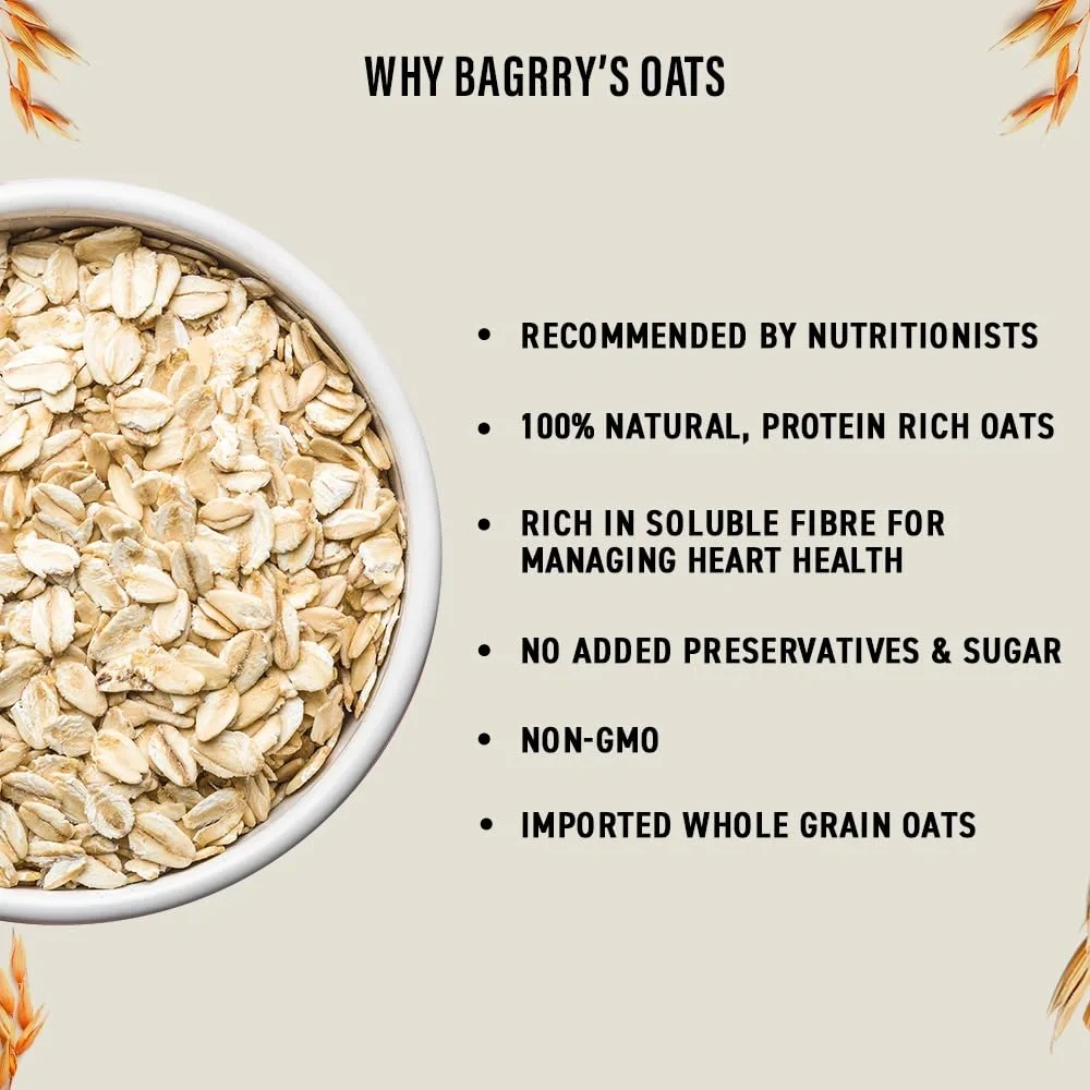  Bagrry's White Oats 1Kg | Breakfast Cereal, Instant Oats Breakfast image 7