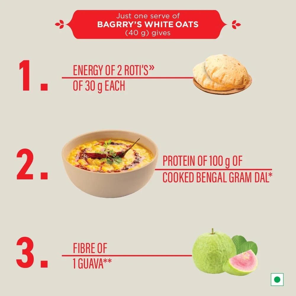  Bagrry's White Oats 500gm Pouch | Natural Whole Grain | High Soluble Fibre | Protein Goodness  image 8