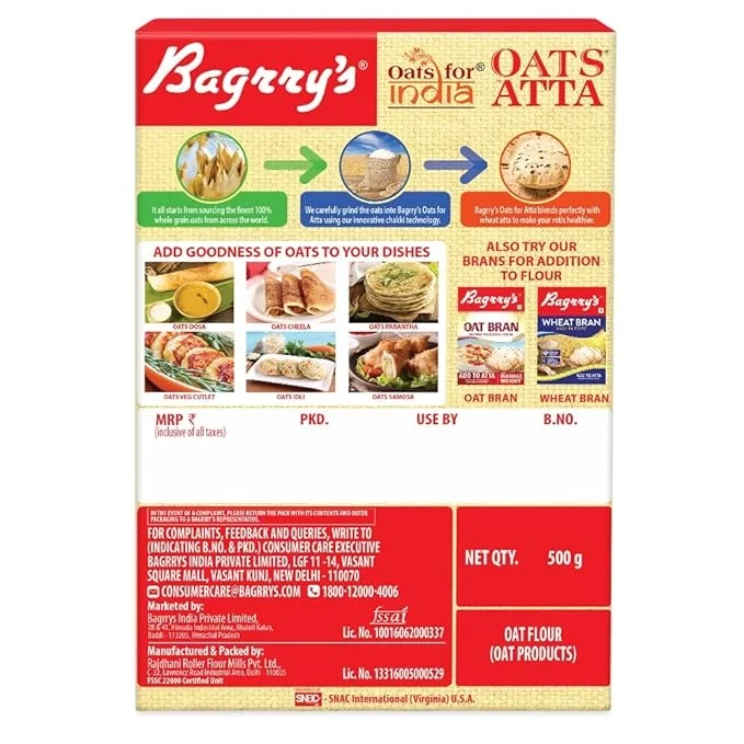 Bagrry’s Oats Atta 500 g Box | High in Protein & Fibre | Healthy Oats Flour image 8