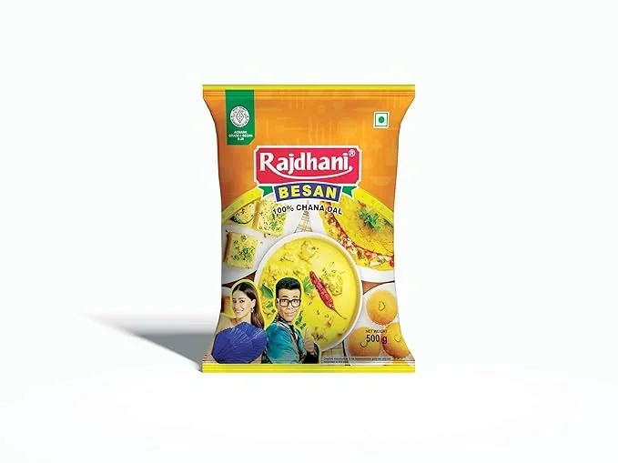 Rajdhani Organic Besan Flour 500g | 100% Chana Dal Besan for Cooking & Snacks